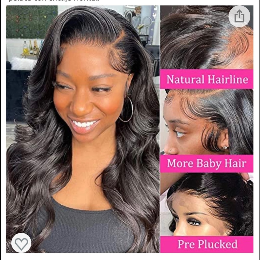 Brazilian Virgin Human Hair Wavy Wig
 with marked parting in the hair for women